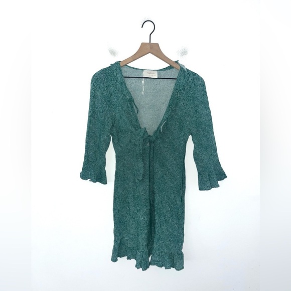 Auguste The Label Diamond Rumba Sleeved Mini Dress Green US4 - Picture 7 of 15